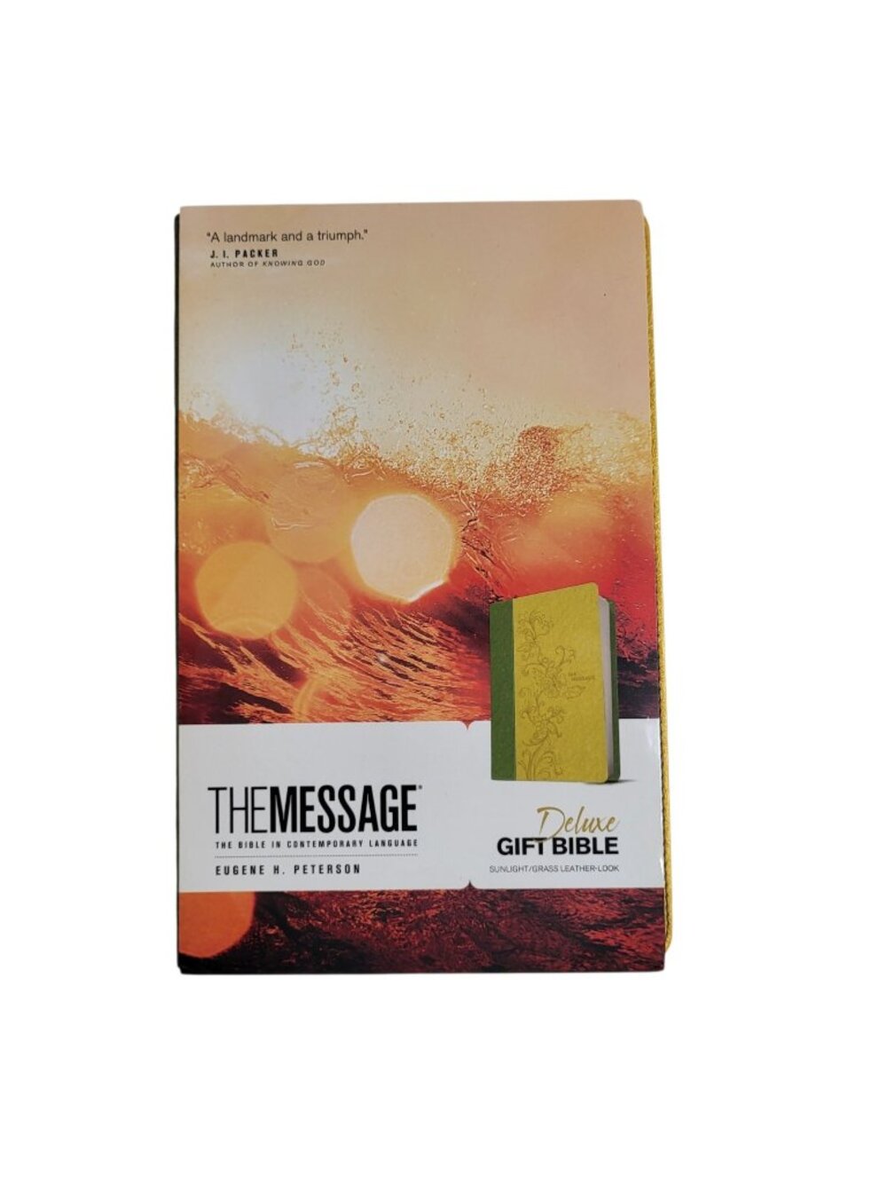 The Message Deluxe Gift Bible - Sunlight/Grass Leather-Look Cover